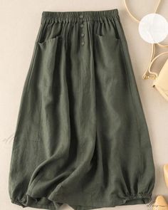 Elluis - Refined Retro-inspired Pleated Midi Skirt with a Sophisticated High Waist and Flattering A-line Silhouette Skirt Skirt, Color Fabric, Pleated Midi Skirt, Type A, Types Of Skirts, Military Green, A Line Skirt, Retro Inspired, Skirt Length