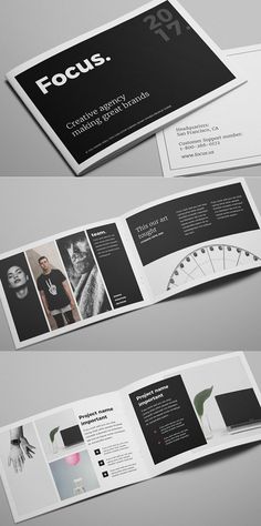 three fold brochure with black and white images