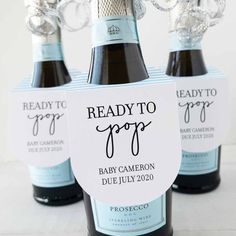 Ready to Pop Mini Champagne Bottle Tags Baby Baker, Baby Shower Favours For Guests, Stag Night, Baby Shower Gifts For Guests