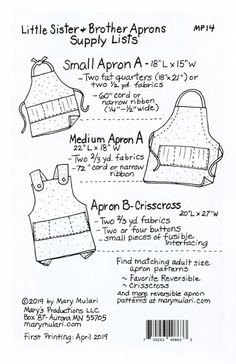 the instructions for sewing aprons