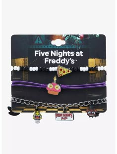 three bracelets with five nights at friedby's charms