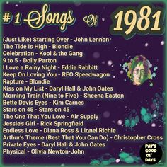 an old album cover with the names of various songs and numbers, including one song