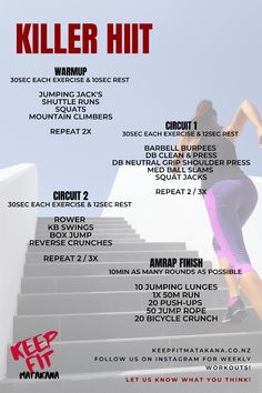 HIIT workout Hitt Training, Muscle Groups To Workout, Upper Body Hiit Workouts, Rower Workout, Hiit Circuit, Amrap Workout, Hiit Cardio Workouts, Daily Workout Plan, Conditioning Workouts