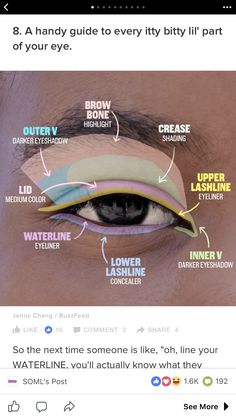 Colored Waterline, Lid Eyeliner, Liner Eye Makeup, Eyeliner Waterline, Waterline Eyeliner, Makeup Charts, Eye Parts, Dark Eyeshadow, Makeup List