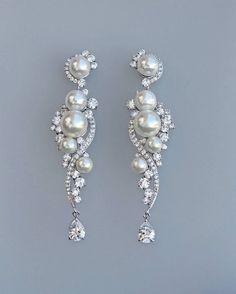 "Let our 'Tilly' jewelry range help you feel your absolute best on your wedding day. Choose earrings that will 'wow' your guests as you dance the bridal waltz with your love. Shimmering and sparkly, these featherlight earrings suit many styles of wedding dress. They are designed with love and made from the highest-quality Swarovski cubic zircon crystals and ivory shell pearls. Wear 'Tilly' on your big day, and whenever you want to recapture that unforgettable princess feeling. ❣ Available in tar Japan Wedding, Wedding Earrings Chandelier, Long Bridal Earrings, Bridal Bracelet Pearl, Geode Jewelry, Bridal Earrings Chandelier, Wedding Earring, Crystal Earrings Wedding, Pearl Earrings Wedding