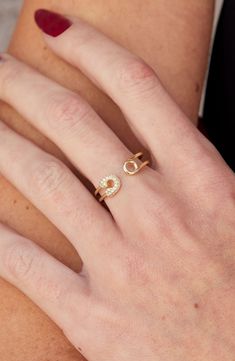 A safety-pin-shaped ring encrusted with cubic zirconia has an adjustable closure to achieve your perfect fit. Sterling silver/18k-gold plate/cubic zirconia Imported Safety Pin Ring, Pin Ring, Jewellery Design, Ring Gold, Arm Candy, Safety Pin, Adjustable Ring, Adjustable Rings, Cute Jewelry