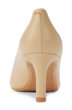 A slender toe and embossed heel balance a contemporary leather pump set on a cushioned footbed for comfrotable wear. 2 1/2" heel Cushioned footbed with arch support Leather upper/synthetic lining and sole Imported High Heel Court Shoes With Arch Support, Pointed Toe Court Shoes With Cushioned Footbed, Beige Closed Toe Heels With Arch Support, Pointed Toe Medium Width Court Shoes With Cushioned Footbed, Beige Synthetic Court Shoes With Almond Toe, Leather Court Shoes With Arch Support For Office, Leather Almond Toe Heels With Arch Support, Leather Heels With Arch Support And Almond Toe, Leather Heels With Arch Support For Office