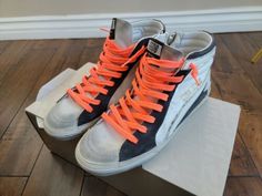 GOLDEN GOOSE Men Slide High Top Leather Sneakers size 40 with orange laces | eBay Custom Orange Leather Sneakers With Laces, Orange Leather Custom Sneakers, Designer Orange Sneakers, Golden Goose Men, Golden Goose Slide, Men Slides, Winter 2023, Golden Goose, Up Styles