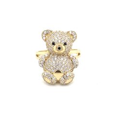 14K Real Gold Teddy Bear Ring in  medium Size Material: 14K Yellow Gold Stone: Cubic Zirconia Size: 7 ( Can be adjusted to sizes 5 - 8.5 for an additional fee of $25 ) Dimensions: H-21.3 mm                        W-16 mm Teddy Bear Ring, Gold Teddy Bear, Bear Ring, Jewelry Lookbook, Necklace Box, Evil Eye Pendant, Gold Stone, White Band, Evil Eye Charm