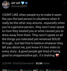 a tweet from jay jay on twitter that reads i don't like when people try to make it seem like you