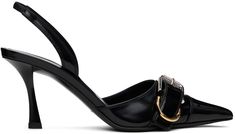 Polished calfskin heels in black. · Pointed toe · Pin-buckle strap at vamp · Elasticized slingback strap · Logo embossed at padded footbed · Buffed goatskin lining · Covered stiletto heel with rubber injection · Leather sole with rubber injection · Heel: H3 Supplier color: Black Elegant Slingback Pumps With Rectangular Buckle, Formal Leather Slingback Pumps With Tang Buckle, Elegant Slingback Pumps With Heel Strap And Buckle, Luxury Calf Leather Slingback Pumps With Buckle, Luxury Calf Leather Slingback Pumps With Buckle Closure, Luxury Slingback Heels With Buckle Closure, Formal Slingback Heels With Tang Buckle, Luxury Slingback Pumps With Ankle Strap And Buckle Closure, Luxury Black Slingback Pumps With Buckle