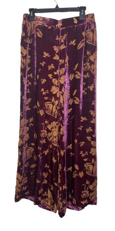 Johnny Was Rising Moon Easy Pant - Gorgeous and Rare! NWT Retail $390 Authentic!  XL Pull on Elasticized waistband 36" - 40" waist 13 1/2" rise 30" inseam Wide leg  Floral print burnout velvet 82% rayon - 18% silk Lined - 100% silk Buy with confidence - Check out my feedback and other listings! Please contact me with any questions. My items come from a clean, pet-free, smoke-free home.  Thanks for looking! Please note:  I ship outside the United States only through eBay's International Shipping Program. Floral Velvet Pants, Velvet Palazzo, Funky Fits, Womens Pant, Rising Moon, Burnout Velvet, Whimsical Fashion, Bohemian Fashion, Virtual Closet