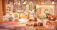 a room filled with lots of food and decor