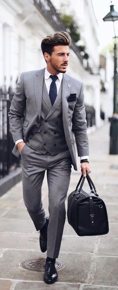 Blue Suit Brown Shoes, Wedding Suits Men Grey, Wedding Suits Men Black, Formal Suits Men, A Man In A Suit, Men's Business Outfits, Suits Men Business