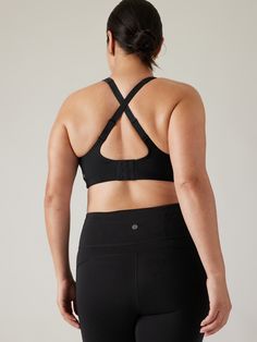 BEST FOR CARDIO: run + train + HIIT IMPACT: High-impact workouts, best for B-DD cups FEEL: Sleek fabric molds to your body and retains its shape FAVE: Hook and eye closure for easy on/off wear Adjustable straps for a customizable fit #659028 Designed Running Sports Bra With Built-in Padding, Black Compressive Activewear With Medium Bust Support, Black Full Coverage Activewear For Yoga, Supportive Fitted Sports Bra With Arch Support, Supportive Sports Bra With Arch Support For Workout, Fitted Sports Bra With Arch Support For Yoga, Black Activewear With Medium Bust Support For Workout, Supportive Sports Bra For Workouts, Black Full Coverage Sports Bra For Workout