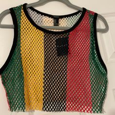 Womens Knit Crop Top Nwt Sz Med Trendy Knit Tops For Streetwear, Casual Multicolor Knit Tank Top, Trendy Multicolor Knit Tank Top, Casual Open Knit Crew Neck Tank Top, Black Open Knit Casual Crop Top, Casual Crew Neck Open Knit Crop Top, Casual Black Open Knit Crop Top, Casual Multicolor Knit Crop Top, Casual Multicolor Crop Top For Fall