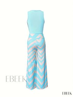 Ebeek - Womens Contemporary Two-piece Pants Set: Stylish Crop Tank Top with Geo Print Pants Outfits Printed Pants Outfits, Two Piece Pants Set, Pants Outfits, Crop Tank Top, Print Pants, Cross Patterns, Geo Print, Printed Pants, Pants Outfit