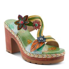 L'artiste Dreamt Sandals: A blend of style and comfort in traditional hand-painted slides. Lightweight L'artiste design ensures a fashionable and easy stride. Mexican Shoes Sandals, Jute Wrapping, Funky Heels, 70s Shoes, Bohemian Shoes, Shoes Amazon, Earthy Outfits, Funky Shoes, Spring Sandals