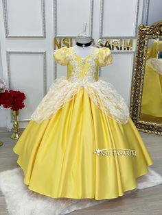 Yellow princess costume . Baby girl dress. Yellow princess birthday dress. For special occasion. Handmade! Yellow Princess Dress Kids, Yellow Princess Dress, Princess Birthday Dress, Costume Baby Girl, Dress For Special Occasion, Princess Dress Kids, Princess Costume, Kids Couture, Skater Dresses