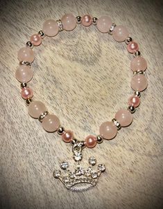 Authentic stones and sparkles, perfect for a princess Princess Charming, Quartz Pink, Quartz Rose, Clear Quartz Crystal, Pink Quartz, Agate Beads, A Princess, Charm Bracelets, Clear Quartz