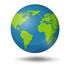 a blue and green globe on a white background