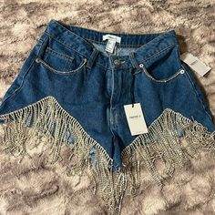 Never Been Worn In Perfectly Good Condition (Were Gifted To Me Something I Would Never Wear) Bling Shorts, Jean Shorts, Forever 21, Color Blue, Womens Shorts, Women Shopping, How To Wear, Blue, Color