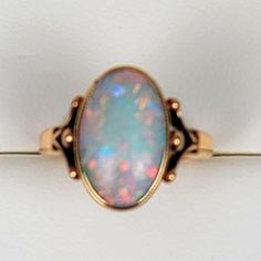 Vintage Opal Ring, Purchased In Denmark Sorry No Box Price Is Firm Formal Hallmarked Opal Ring In Fine Jewelry Style, Antique White Multi-stone Rings, Heirloom Style Oval Opal Ring, White Multi-stone Opal Ring, Classic Opal Jewelry For Formal Occasions, Classic Formal Opal Rings, White Hallmarked Opal Ring Fine Jewelry, Classic Multi-stone Opal Ring For Formal Occasions, 14k Gold Opal Ring Hallmarked