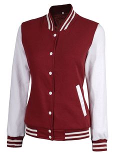 External: Wool Internal: Viscose Lining Front: Rib-knit Collar and Button Closure Pockets: Two Color: Maroon with white sleeves Baseball Jacket Men, Couple Jacket, Loose Pullover Sweater, Jackets Casual, Oversized Sweater Women, Knitting Women Cardigan, Slim Fit Jackets, Men Sweatshirt, Letterman Jacket