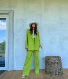 Linen pants suit, Palazzo suit, Green linen blazer, linen woman suit, linen pants, blazer woman, linen blazer set, Green linen suit⭐Size:Please write your chest, waist, hips, height, and we will make a suit to your individual measurements:)⭐Our fabric:We have used a premium quality 100% linen: it's light and soft, pleasant to wear and easy to wash. ⭐Please, note:• Colors may slightly differ from images due to monitor used;• You may be a subject to additional taxes from the country you will order Funky Pant Suits For Women, Womens Suit Pants Outfit, Lime Suit For Women, Woman Green Suit, Light Green Linen Pants Outfit, Women Green Suit Outfit, Linen Blazer Set, Colorful Suit Women, Formal Colorful Outfit