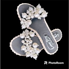 Add A Touch Of Glamour To Anything You Wear With These Cuties And Be Totally Comfortable. Synthetic Sole/ Synthetic Upper With Faux Pearl Clusters. They Go Well With Everything From Crop Top And Shorts To Flowy Maxi Dresses. Flat Designer Sandals, Pearl Cluster, Flowy Maxi Dress, Pearl Design, Crop Top And Shorts, Espadrille Sandals, Designer Sandals, Resort Style, Flat Espadrilles