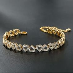 Only One In Stock. Gold Tone Metal. Cz Stones. Bracelet Is 7-9 Inches Bracelets Gold, Bracelets Gold Diamond, Flower Jewelry, Flower Jewellery, Cz Stone, Gold Tone Metal, Gold Diamond, Gold Bracelet, Gold Tones