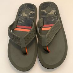 George Flip Flops New Gray With Orange Stripe Sz 11 No Issues Never Worn B 562 No Box Orange Synthetic Flip Flops, Green Slip-on Flip Flops For Beach Season, Orange Synthetic Flip Flops For Summer, Orange Flip Flops For Beach Season, Green Flip Flops With Textured Footbed For Vacation, Green Textured Footbed Flip Flops For Vacation, Green Textured Flip Flops For Vacation, Casual Orange Flip Flops For The Beach, Casual Orange Flip Flops For Beach