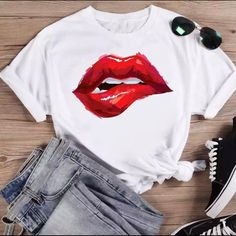 The Perfect Graphic Tshirt That Is Amazingly Soft With A Watercolor Bite Lip. Sooooo Sexy!!!! Bite Lip, Tshirts Women, Lips Shirt, Cute Christmas Outfits, Lipstick Designs, T Shirt Female, Shirt Female, Christmas Outfits, Cartoon Outfits