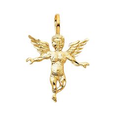 14K Yellow Gold Religious Angel Pendant Material Type - 14k Gold Material Color - Yellow Gold Avg. Weight - 0.67  grams Height - 18 MM Width - 17 MM FREE SHIPPING   Every purchase includes box.  INTERNATIONAL SHIPPING: please consider 15 to 30 business days for delivery.  Note: Buyer is responsible for any Customs fees that may apply. RETURN POLICY: You have 14 days to return the ring from the day it was delivered to you, no questions asked.  You are RESPONSIBLE FOR SHIPPING CHARGES BOTH WAYS. If FREE shipping was offered,  then I will deduct the exact amount I paid for shipping and insurance. You must furnish tracking numbers once you ship the item back to me.  IF TAGS ARE REMOVED RETURN IS INVALID. Who We Are Top Diamond Jewelry is a 30 year old jewelry business located in the Jewelry Di Warrior Angel, Angel Pendant, Large Jewelry, Gold Top, Old Jewelry, Jewelry Business, Fine Jewellery Necklace, Diamond Gemstone