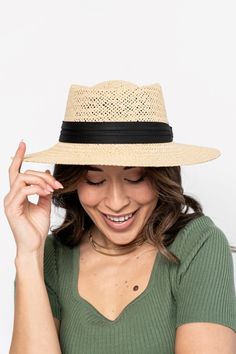 Gambler style straw hat Matte black ribbon detail Adjustable band on interior Supportive weaving, will hold it's shape Light & cool Wear on vacay or to the pool BEST SELLER back in a new color! Whether you are poolside or strolling on vacay, we got you covered. *15" diameter front to back, 3.25" brim. *Accessories are final sale. Tank Top Layering, Mule Sneakers, Black Ribbon, Straw Hat, The Pool, Newport, Best Seller, Jumpsuit Dress, New Color