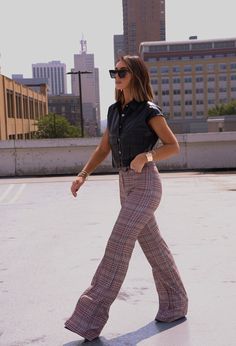 Feel classy and powerful in the Plaid About You Pants! These unique trousers are woven in a timeless plaid pattern with a sophisticated crossover button detail. The high rise and straight leg of these pants lend them a look of sharp professionalism, perfect for any office or work environment. Crafted from a soft and stretchy fabric, these elevated pieces offer year-round comfort that will make it easy to stay focused all day. This style runs small at the waistline - we recommend sizing up if bet Business Casual Outfits For Senior Pictures, Flare Plaid Pants Outfit, Chic Plaid Straight Leg Pants, Elegant Plaid Pants For Business Casual, Elegant Plaid Business Casual Pants, Chic Plaid Bottoms For Business Casual, Elegant Plaid Wide-leg Pants, Chic Plaid Straight Leg Bottoms, Chic Plaid Wide Leg Pants