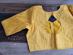 Rawsilk Blouse – VAVS WOMENS STOP Unstitched Yellow Long Sleeve Blouse, Fitted Yellow Padded Top, Fitted Long Sleeve Yellow Blouse Piece, Festive Yoke Top, Fitted Yellow Cotton Blouse, Long Sleeve Blouse Piece With Yoke, Elegant Blouse Designs, Ethnic Sarees, Fashion Blouse Design