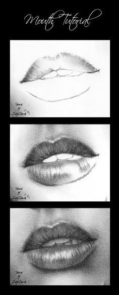 three pictures of lips with different angles