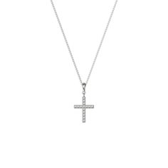 #color_18k-white-gold-vermeil-white-diamond Classic Diamond White Cross Necklace, Diamond White Cross Pendant Necklace With Pave Setting, Classic Diamond Cut Cross Necklace In White Gold, Classic Diamond Pendant Cross Necklace, Classic Sterling Silver Cross Necklace With Diamond Cut, Diamond White Necklace With Pave Setting Cross Pendant, Classic Cross Necklace With Diamond Accents, Classic White Gold Cross Necklace, Classic Cubic Zirconia Cross Necklace In Diamond White