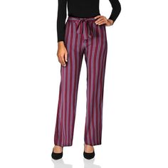 The simple choice for staying cool and comfortable while looking chic. Made with a linen and rayon blend. Stronger and more wrinkle resistant that just plain linen. Secure the waist with a front button fly and drawstring. Palazzo women's stripe pants are great for casual and formal occasions. Color: Red.  Gender: female.  Age Group: adult. Stripe Pants, Striped Pants, Lounge Pants, Formal Occasion, Wide Leg Pants, Gender Female, Casual Pants, Age Group, Pants