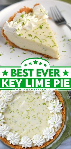 the best ever key lime pie recipe on a white plate