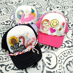 Hat With Patches, Hat Charms, Best Friend Birthday Gift, Bachelorette Party Favor, Flamingo Gifts, Friend Birthday Gift, Face Painting Designs, Diy Patches, Painting Designs