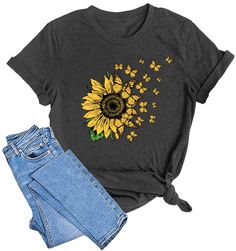 PRICES MAY VARY. 🌻LAZYCHILD SUNFLOWER T-SHIRT: Please recognize our brand and seller LAZYCHILD to ensure quality. lazychild women sunflower shirt is crafted from premium, moisture-wicking fabric for superior comfort and durability. With vibrant, fade-resistant printing and long-lasting color retention, enjoy endless wear with every wash. 🌻FEATURES: LAZYCHILD sunflower t-shirt is an inspirational and cute floral graphic tee for women. Our Sunflower Shirt features a charming, eye-catching sunflo Toddler Halloween Shirts, Sunflower Graphic, Sunflower Shirt, Women Flower, Inspirational Tees, Shirts Vintage, Floral Graphic, Faith Shirt, Flower Graphic