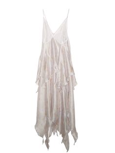 The JNYLON STUDIO Ethereal Fairy Slip Dress is a women's ivory maxi dress made from layered chiffon, featuring a whimsical handkerchief hem. This dress offers an elegant and floaty silhouette, perfect for special occasions or a dreamy summer look. Crafted from high-quality, breathable fabric, it ensures comfort and sophistication. Model's measurements: Height 172cm, Weight 46.5kg, Wearing size S Layered Slip Dress Outfit, Siren Style, Layered Slip Dress, Ethereal Fairy, Ivory Maxi Dress, Lace Ruffle Dress, Casual Date Night, Elevated Basics, Suspender Skirt