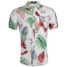 Mens Tropical Aloha Floral Printed Shirts Funky Beach Hawaiian Shirt Button Down Casual Short Sleeve Pineapple Floral Coconut Tree T-Shirt Multicolor Floral Print Short Sleeve Shirt For Summer, Summer Multicolor Floral Print Short Sleeve Shirt, Multicolor Hawaiian Shirt With Buttons For Summer, Multicolor Collared Shirt With Tropical Print, Hawaiian Summer Shirt With Buttons, Multicolor Cotton Hawaiian Short Sleeve Shirt, Green Short Sleeve Shirt With Buttons For Summer, Casual Multicolor Shirt With Palm Tree Print, Tropical Short Sleeve Shirt With Button Closure