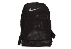 Nike Brasilia Mesh BackpackThe Nike Brasilia mesh backpack adds a cool spin to back to school. It boasts a mesh construction with large main compartment, internal pockets and a laptop sleeve. Keep it comfy with the adjustable padded shoulder straps and stay hydrated with dual water bottle pockets on both sides.Polyester mesh materialZip closuresInternal pockets for organizationDual drink holdersLaptop sleeveFront zip pocketTop carry handleAdjustable padded shoulder strapsDimensions: 18"H x Cute Mesh Backpack, Mesh Backpack Aesthetic, Nike Mesh Backpack, Black Nike Backpack, Backpack Nike, Mochila Nike, Kitty Makeup, Preppy Backpack, High School Backpack