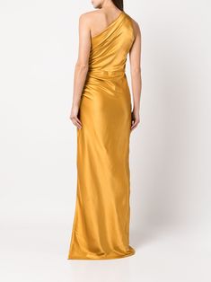 Michelle Mason gathered-detail Silk Gown - Farfetch Gold Silk Dresses, Gown Gold, Gold Evening Dresses, Michelle Mason, Fringe Skirt, Silk Gown, Gold Dress, Fall Dresses, Silk Dress