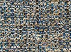 a close up view of the blue and beige tweed fabric with small squares on it