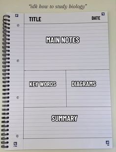 a notebook with words written on it