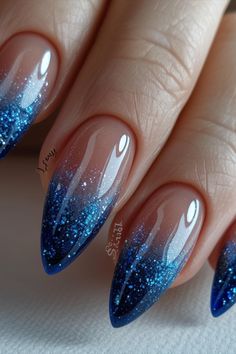 Blue Nails Nagel Tips, Smink Inspiration, Blue Nail Art, Blue Nail Designs, White Nail Designs, Blue Nail, White Nail, Prom Nails, Unique Nails